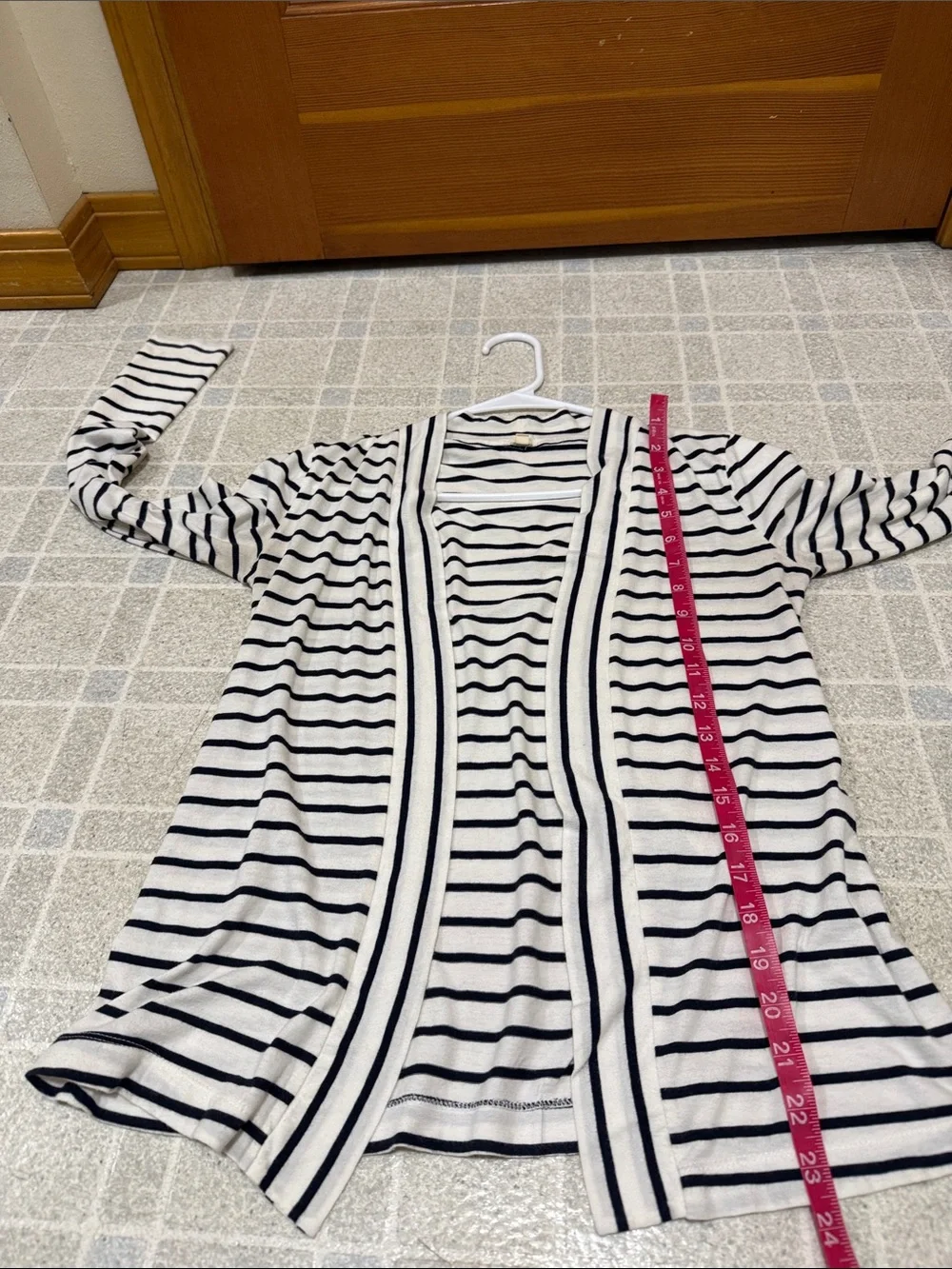 J. Crew Open-Front Striped Cardigan in White and Black XS
